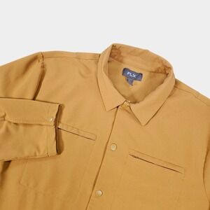 FLX Shirt Softshell Jacket Men's Mustard Yellow Snap Front Size XL Performance